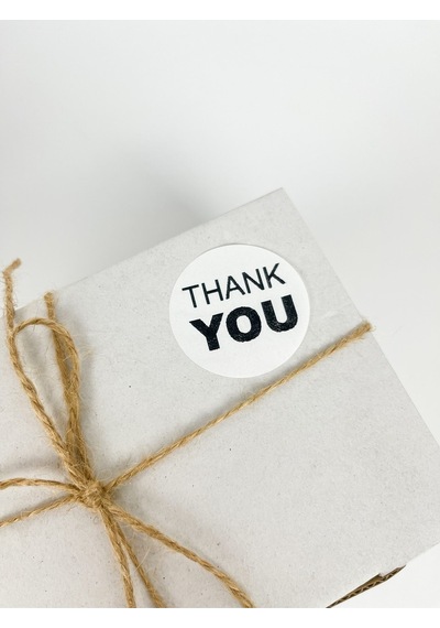 Thank You Siyah Yazılı 5 Cm Yuvarlak Yapışkanlı Etiket 100 Adet
