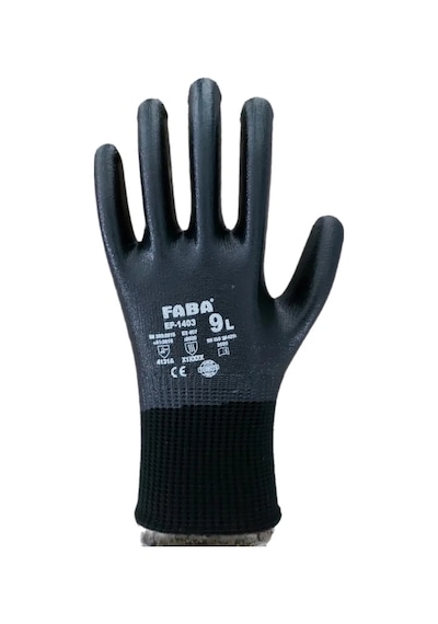 Faba Ep-1403 Polyester Örme İş Güvenliği Eldiven Siyah