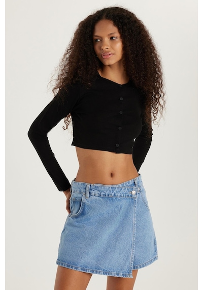 Tudors Kadın Slim Fit Dar Kesim Uzun Kollu Bisiklet Yaka Siyah Hırka-34091 Siyah