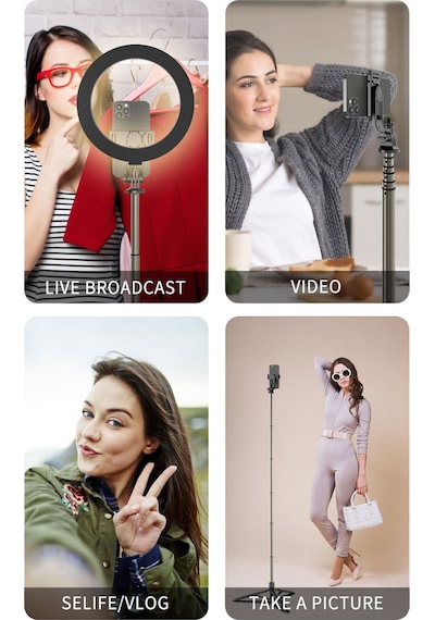 Q6 Katlanabilir Çok Fonksiyonlu Selfie Tripod Vlog Uzaktan Kumand