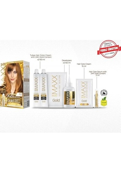 Serisi 24k Altın Parçacıklı Serum İle 1 Kutu 2 X 50 Ml Ve Geliştiriciler Saç Boyası Karamel 8.73