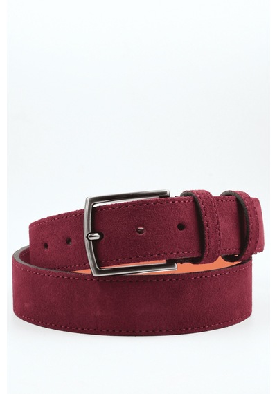 Parscraft Hakiki Süet Deri Erkek Kemer Bordo 4 Cm Düğün Nişan Takım Elbise Davet Kemeri
