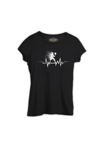 Tenis- Heartbeat Oyun Siyah Bayan Tshirt