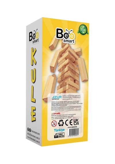 3 Adet Bee Smart Kule Doğal Ahşap Denge Oyunu 54 Parça Çok Renkli