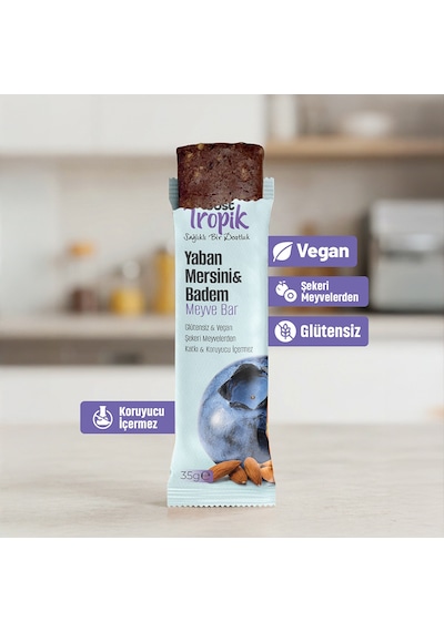 Yaban Mersini Ve Badem Aromalı Meyve Bar 35 G Meyve İçeren Pratik Atıştırmalık 2 Adet