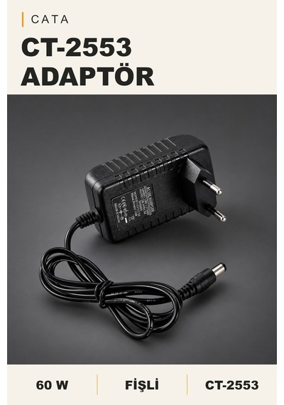 Cata Ct-2553 12v 5a 60w Fişli Led Adaptörü Siyah