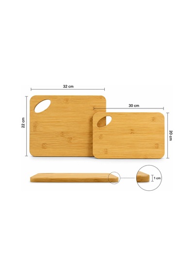 2 Li Bambu Kesim Panosu, Kesme Tahtası 20 30cm / 22 32cm Sarı