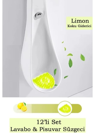 Maproworld Limon Kokulu Pisuvar Süzgeci Lavabo Yer Gideri Koku Giderici Hijyenik Tuvalet Matı 12'li Beyaz