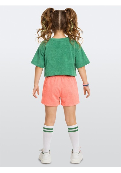 Denokids Unicorn Kız Çocuk Havlu Şort T-shirt Takım Çok Renkli