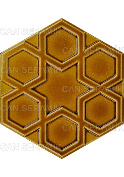 Can Seramik - 15x17 Cm. Rölyefli Selçuklu Yıldızı Seramik Karo N11.448