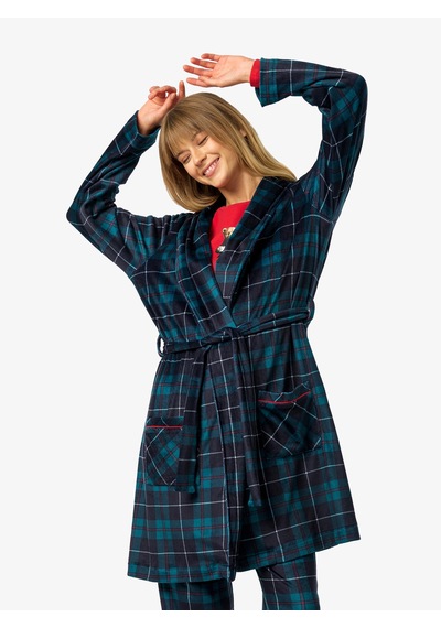 Blackspade Kadın Polar Sabahlık 52256 - Ekose Desenli