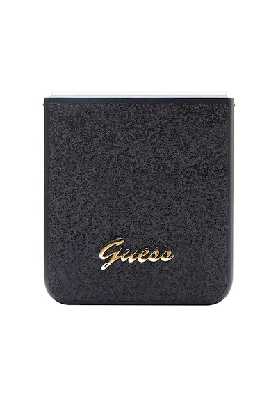 Galaxy Z Flip 5 Uyumlu Kılıf Guess Lisanslı Yazı Logolu Glitter Script Kapak Siyah