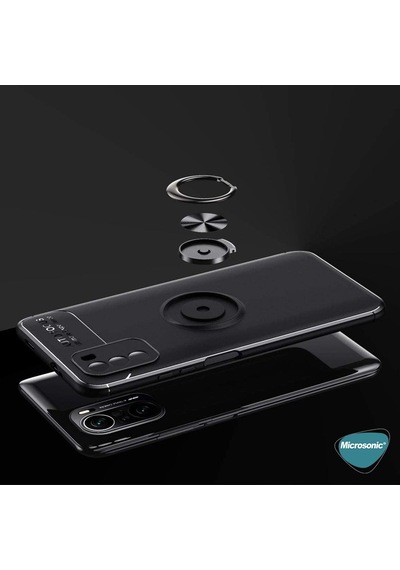 Microsonic Xiaomi Redmi K40 Pro+ Kılıf Kickstand Ring Holder