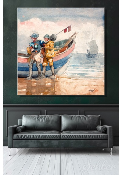 Winslow Homer "the Return" Dönüş Suluboya Eserinin Kanvas Reprodiksiyonu Kare Tablo 3570