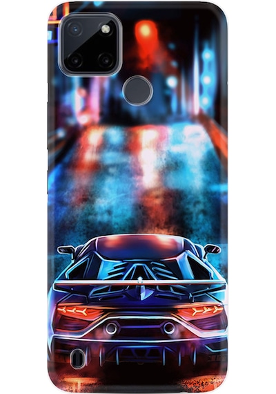 Realme C21Y Kılıf Silikon Desen Özel Seri Neon Cars 1724