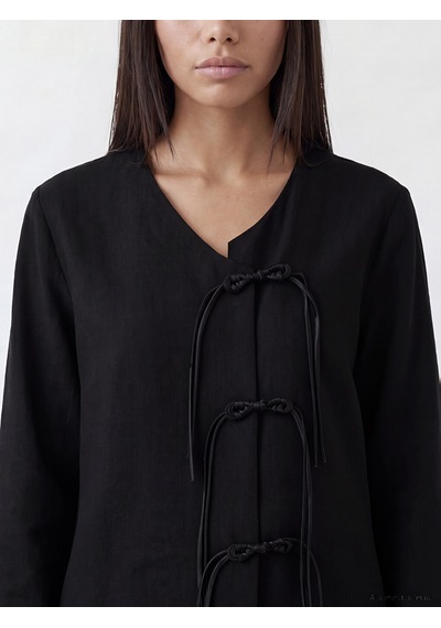 Lcw Modest Siyah V Yaka Bağcıklı Kadın Kimono