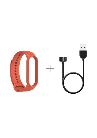 Xiaomi Mi Band 6 Şarj Aleti + Mi Band 6 Kordon Yüksek Kalite 2'li Set Turuncu-c7418