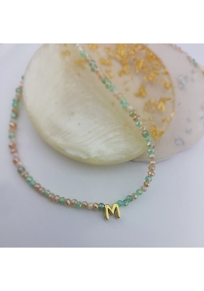 Vaoov 925 Ayar Gümüş Pastel Renkli Kristal Taşlı Harf Kolye