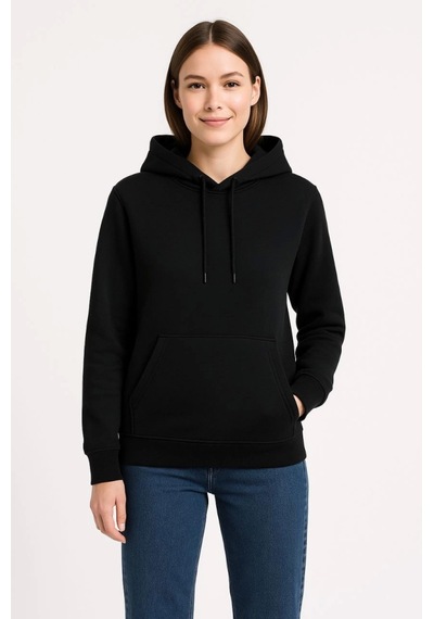 Etiler Collection Üç İplik Kapüşonlu Kanguru Çepli Sweatshirt Hoodie - Siyah