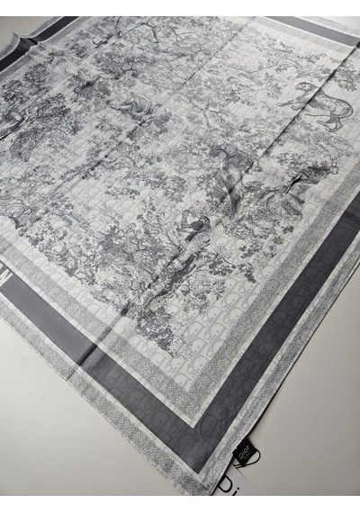 Miorel Scarfs Safari Tema Çift Taraflı Vual İpek Eşarp Silk Scarf Hijab Aksesuar Fular Cd Desen Gri