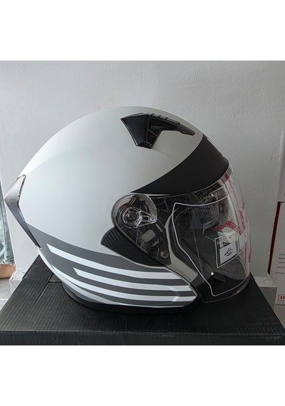 Çenesiz Kask Jk528-1 Mge Vizörlü Mat Gri L