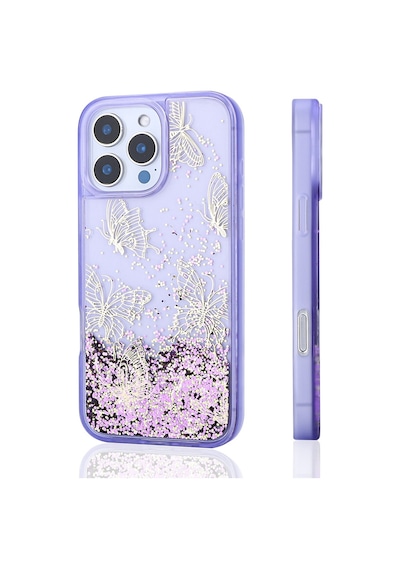 Zore Apple iPhone Uyumlu 12 Pro Kılıf Sıvılı Simli Kelebek Baskılı Şeffaf Arka Yüzey Omsy Glis Silikon Kapak - Mor Zore Apple iPhone Uyumlu 12 Pro Kılıf Sıvılı Simli Kelebek Baskılı Şeffaf Arka Yüzey Omsy Glis Silikon Kapak - Mor