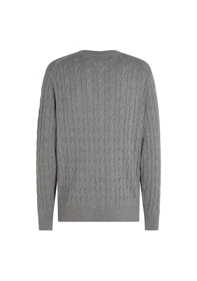 Tommy Hilfiger Erkek Classıc Cotton Cable Crew Neck Kazak-gri Medium Grey Heather