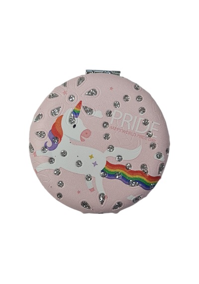 Gigi Panda Gökkuşağı Unicorn Tekboynuz Desenli Katlanır Yuvarlak Makyaj Aynası