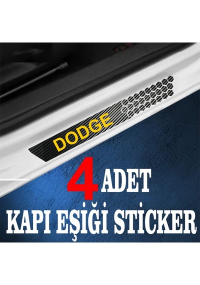 Dodge Uyumlu Özel Oto Kapı Eşikleri Sticker Karbon 4 Adet