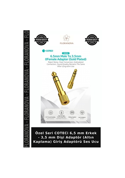 Özel Seri Coteci 6,5 Mm Erkek - 3,5 Mm Dişi Adaptör Altın Kaplama Giriş Adaptörü Ses Ucu
