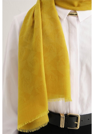 Armine Tencel Yün Monogram Desen Şal 23 Yeşil