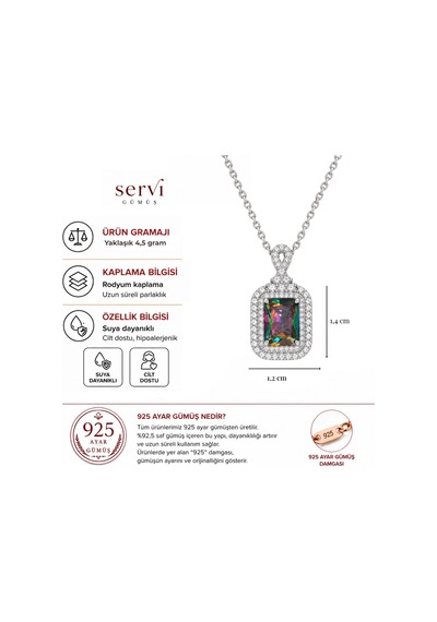 Servi 925 Ayar Gümüş Mystic Royal Baget Taşlı Kolye-509