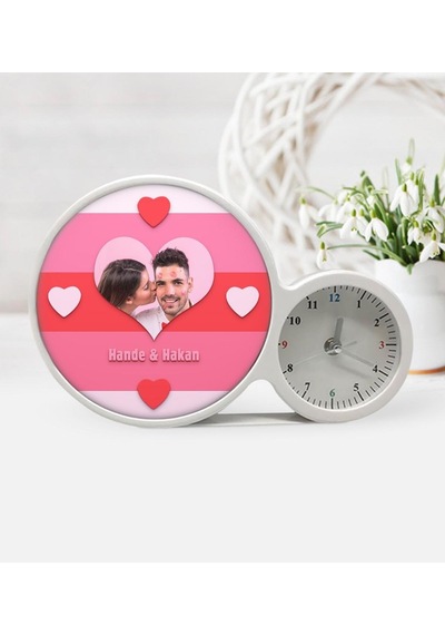 Sevgiliye Özel Fotoğraflı Saatli Sihirli Led Ayna Çerçeve - 20