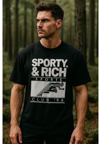 Rich Erkek Basic T-shirt Oversize Rahat Kalıp %100 Pamuk Bisiklet Yaka Kısa Kollu Tişört SIYAH