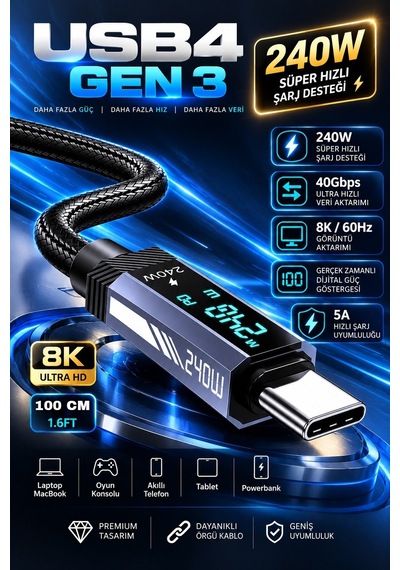 Apollobell Cch12-007 Usb4 Gen 3 Kablo