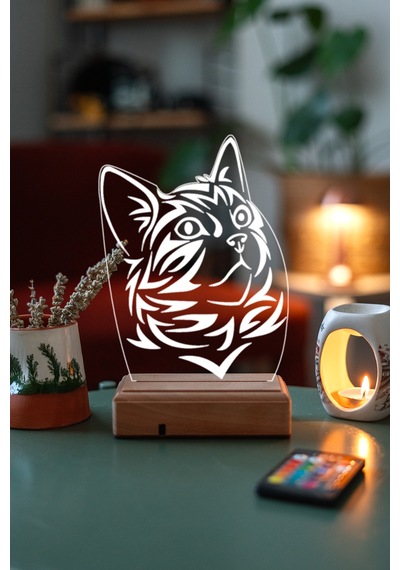 Özel Tasarım Sevimli Kedi 3D Led Lamba