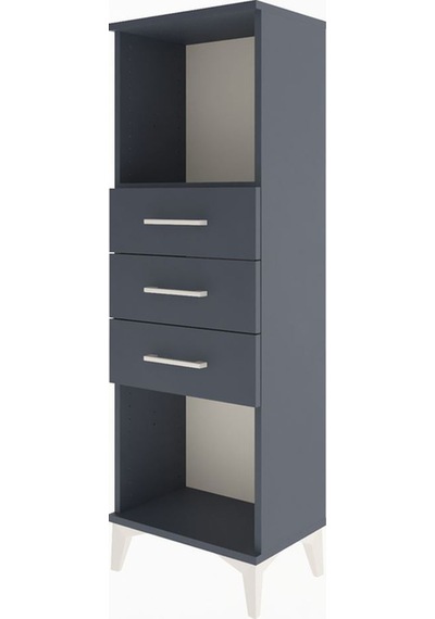 Arges Dolap Tek Raflı 3 Çekmeceli 44x30x134 Antrasit-antrasit Antrasit