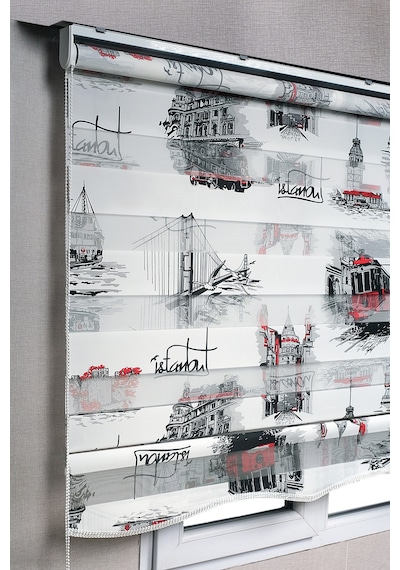 Istanbul Desenli Zebra Stor Güneşlik Perdeler