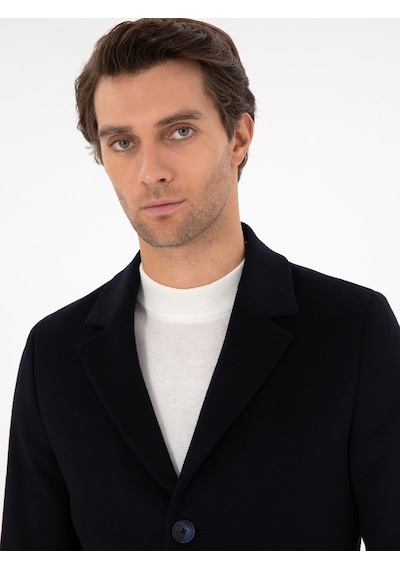 Cacharel Lacivert Yün Karışımlı Ex. Slim Fit Palto