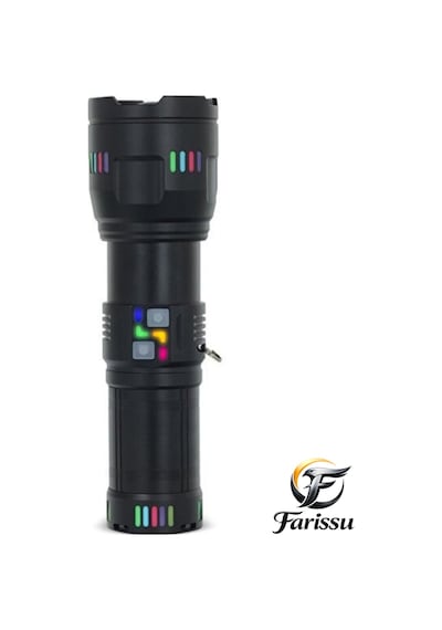 Gold Orion R518 300w 9000 Lümen Şarjlı El Feneri - 8 Adet Pilli Yedek Bataryalı Zoomlu Uzun Menzilli Siyah