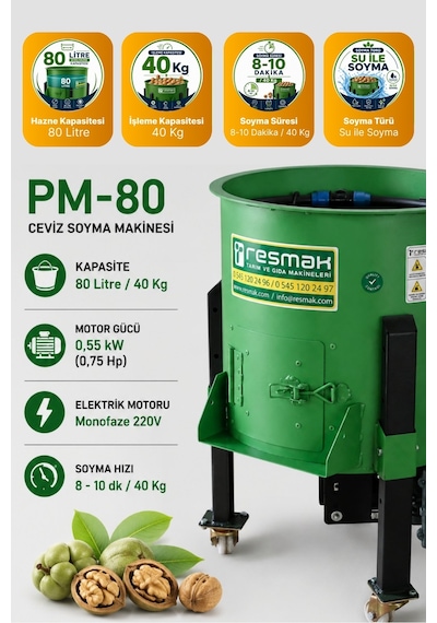 Resmak Pm80 Rendeli Ceviz Soyma Makinesi