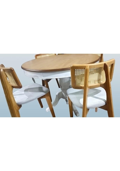 Masa Sandalye St Takım Ihlamur Baba Ayak Model Mdf Tabla 100cm Beyaz Ceviz Elyapı