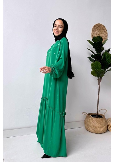 Kahijab Bright Taşlı Elbise - Yeşil