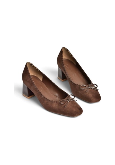 Fox Shoes Z820036602 Kahverengi Süet Kalın Topuklu Kadın Ayakkabı