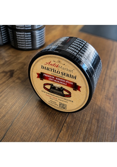 Antik Market Premium Daktilo Şeridi Kırmızı-siyah Çift Makaralı