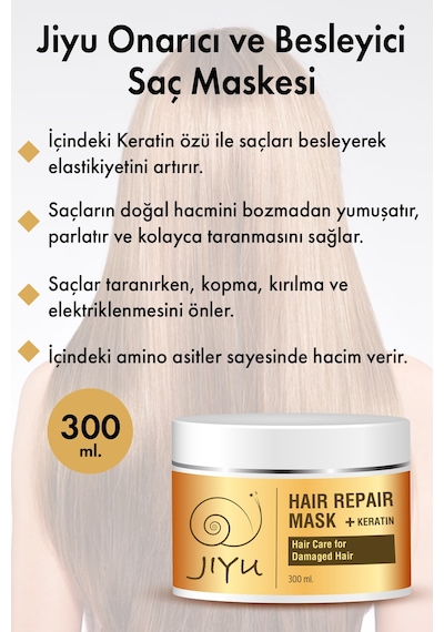 Jiyu Yıpranmış Saçlar İçin Onarıcı Besleyici Keratin Saç Maskesi 300 ML