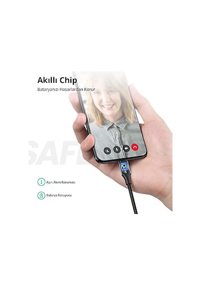 Örgülü Micro-usb &amp Usb-a Data Ve Şarj Kablosu, 1.5 Metre, Siyah Diğer