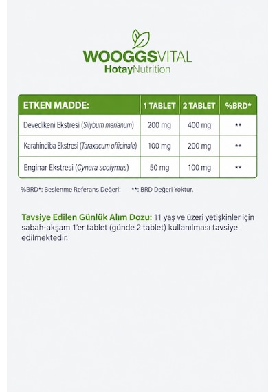 Devedikeni, Karahindiba Ve Enginar Ekstresi 120 Tb