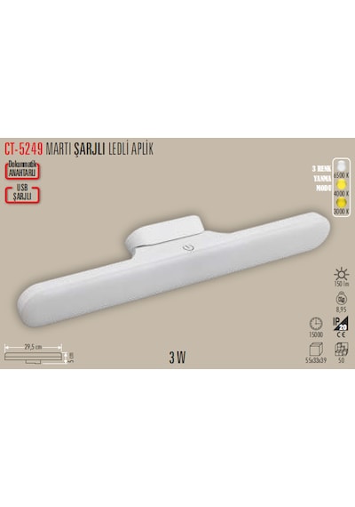 Ct-5249 Martı Led Aplik - Beyaz 2 Adet