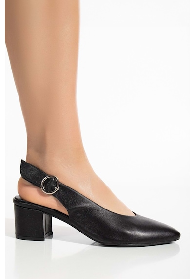 Analin Shoes Kadın Hakiki Deri Bilekten Bağlı Toka Detaylı Topuklu Ayakkabı Siyah
